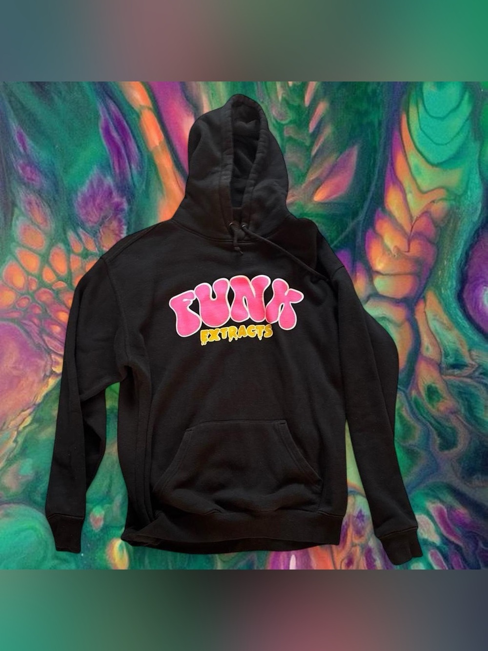 Black Graphic Funk Extracts Hoodie - Men's Pullover Sweatshirt